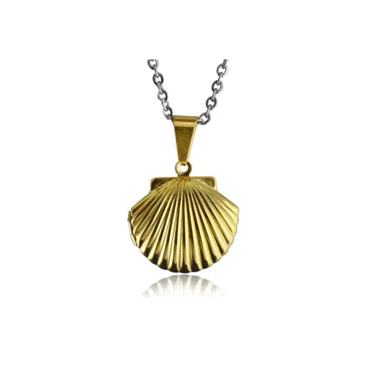 Shell Shaped Necklaces Titanium Steel Photo Pendant Can Be Pasted Personalized Photo Frame Can Be Engraved Locket Necklace