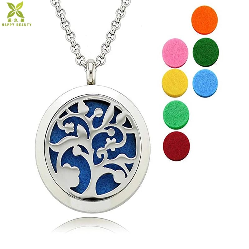 Stainless Steel Aromatherapy Diffuser Locket Pendant Necklace Locket Necklace