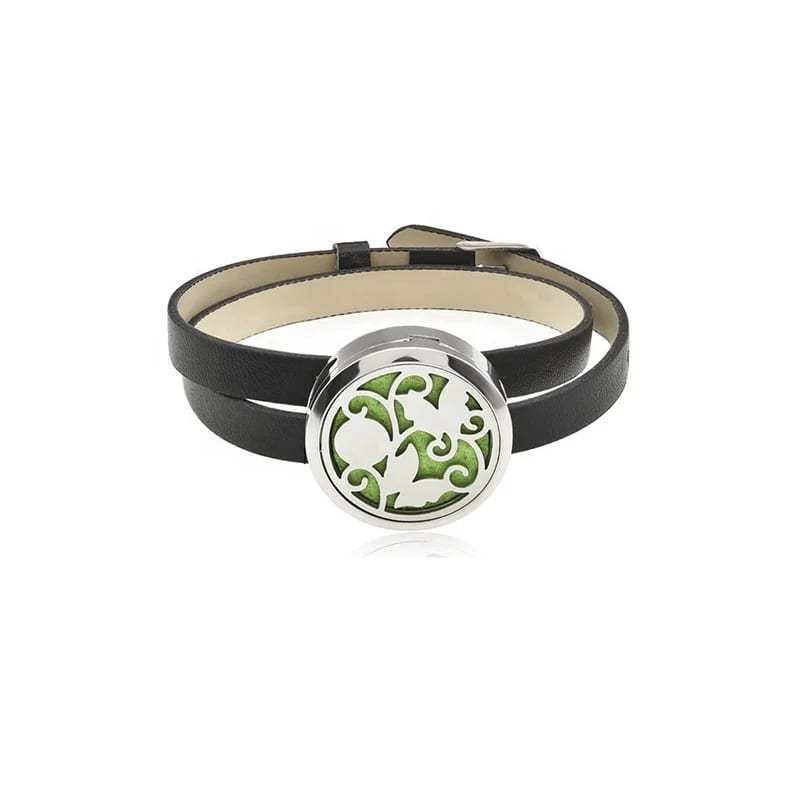 Leather Belt Essential Oil Diffuser Locket Bracelet,Aroma Bracelet For Men Locket Necklace