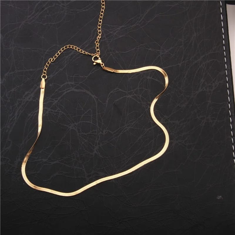 Fashion Jewellery Flat Snake Bone Chain Necklace Simple Choker Women Necklace Chain Necklace