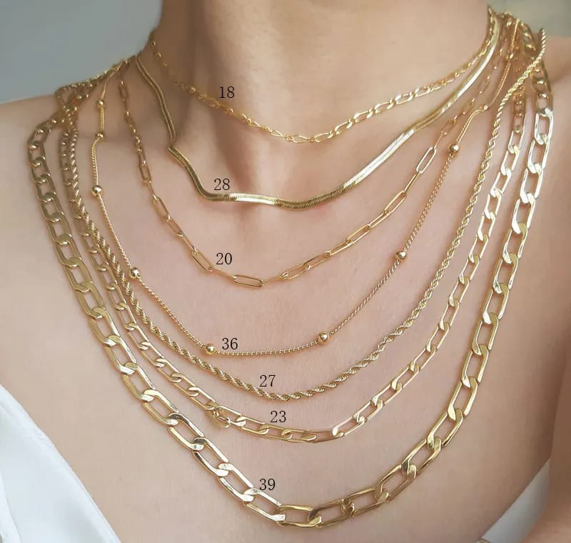 Wholesale Layered Gold Chain Choker Necklace Set Snake Herringbone Rope Beaded Chain Link Necklace For Women Chain Necklace