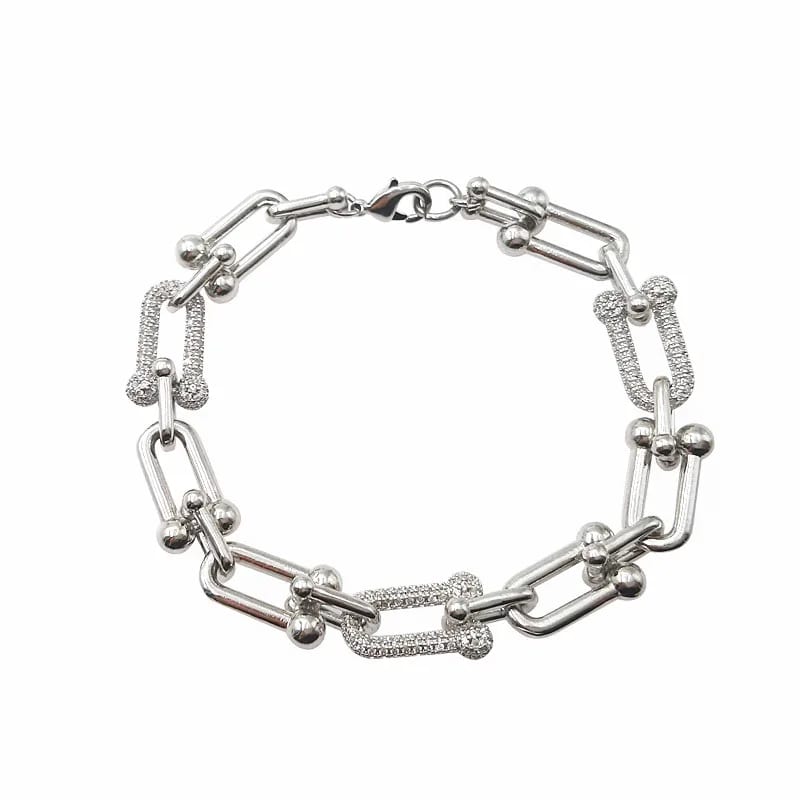 Best Seller U Shape Link Pendant Necklace With Czs Chain Necklace