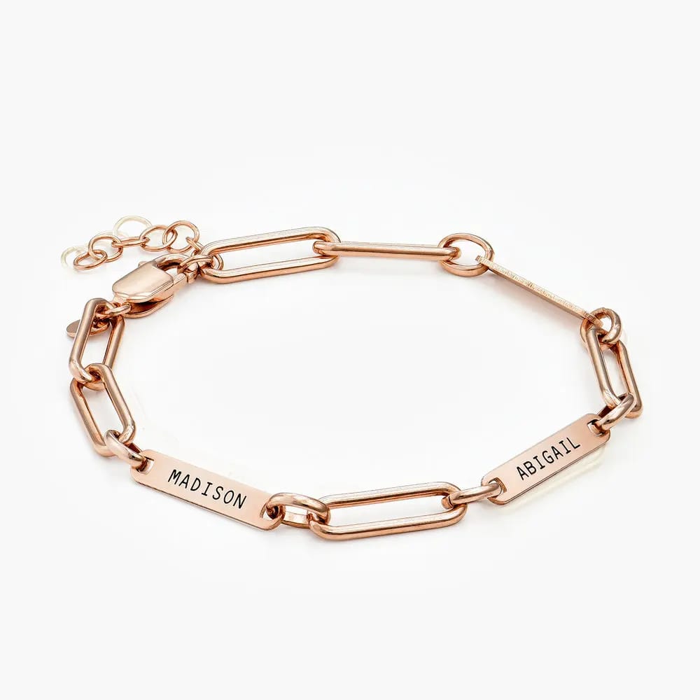Customized Engrave Saying Phrase Name Stainless Steel Paperclip Link Bracelet Chain Necklace