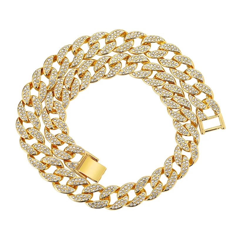Diamond Miami Gold Cuban Link Chain For Bracelet And Necklace Chain Necklace