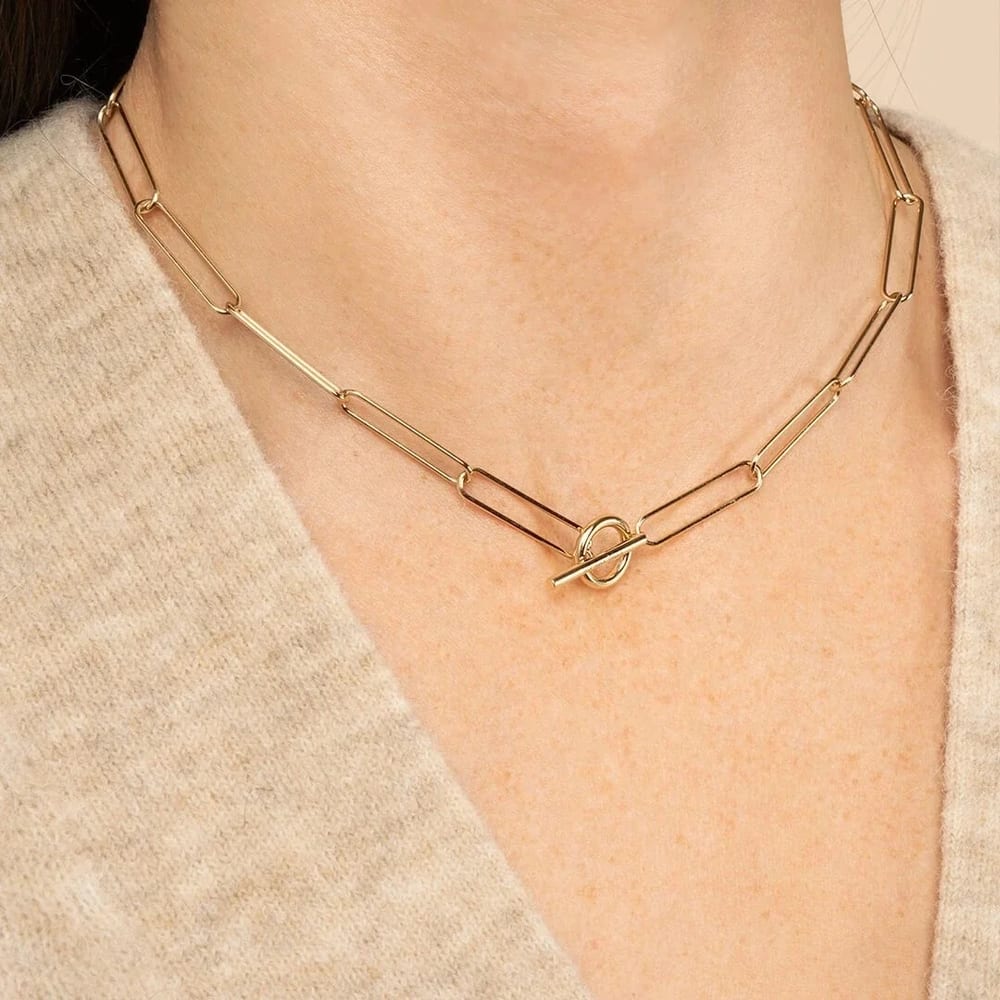 Hot Sale 18k Gold Plated Clip Women Necklace Chain In Brass Material Chain Necklace