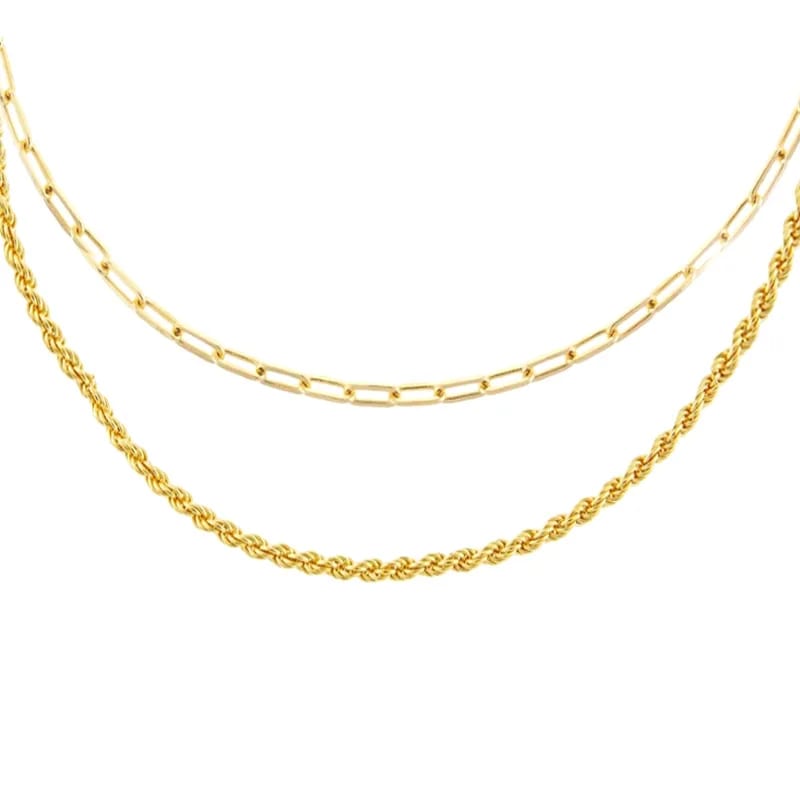 Fashion Jewelry 18k Gold Layered Necklace Mixed Chain Choker Necklace Set Chain Necklace