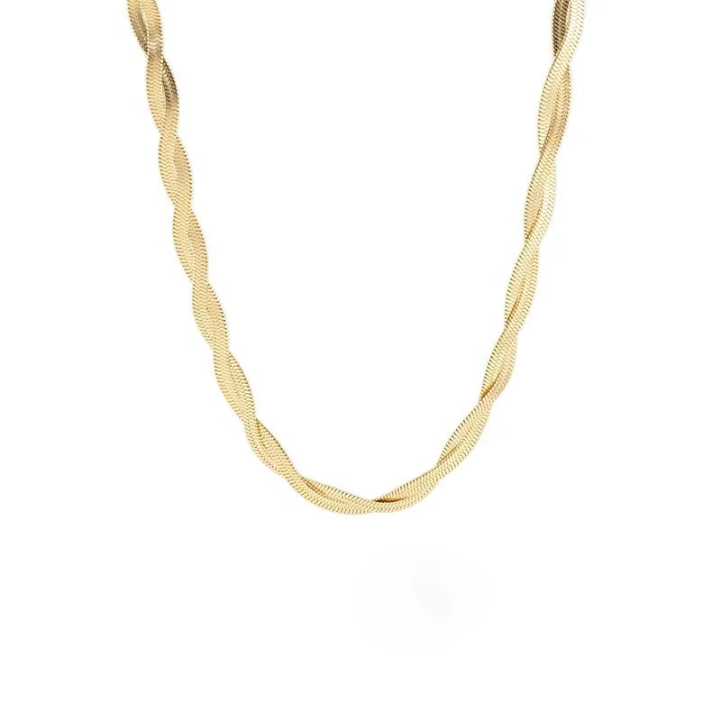 Fashion Hot Sell Jewelry Stainless Steel Gold Plated Overlap Snake Chain Choker Necklace Wholesale Chain Necklace