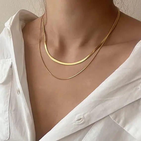 Fashion Retro Double Layer Snake Bone Necklace Stainless Steel Women’s Jewelry Chain Necklace