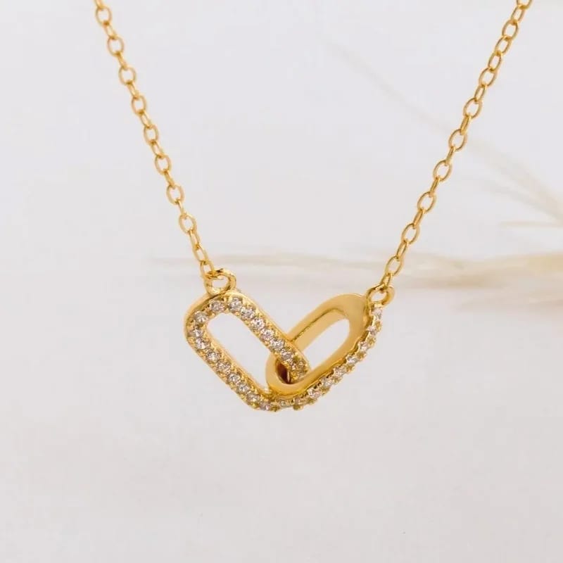Delicate 925 Sterling Silver 18k Gold Vermeil Pave Diamond Linked Pendant Necklace Pendant Necklaces