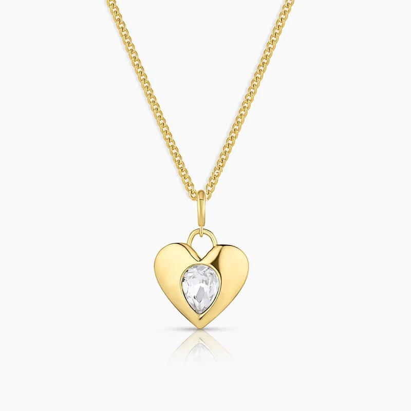 New Dainty 18k Gold Plated Inlaid White Crystal Love Heart Parker Charm Pendant Necklace For Women And Girls Pendant Necklaces