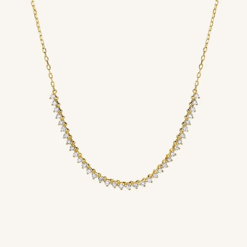 Classic Fashion 925 Sterling Silver 18k Gold Plated Zircon Diamond Half Tennis Cz Women Jewelry Necklace Pendant Necklaces