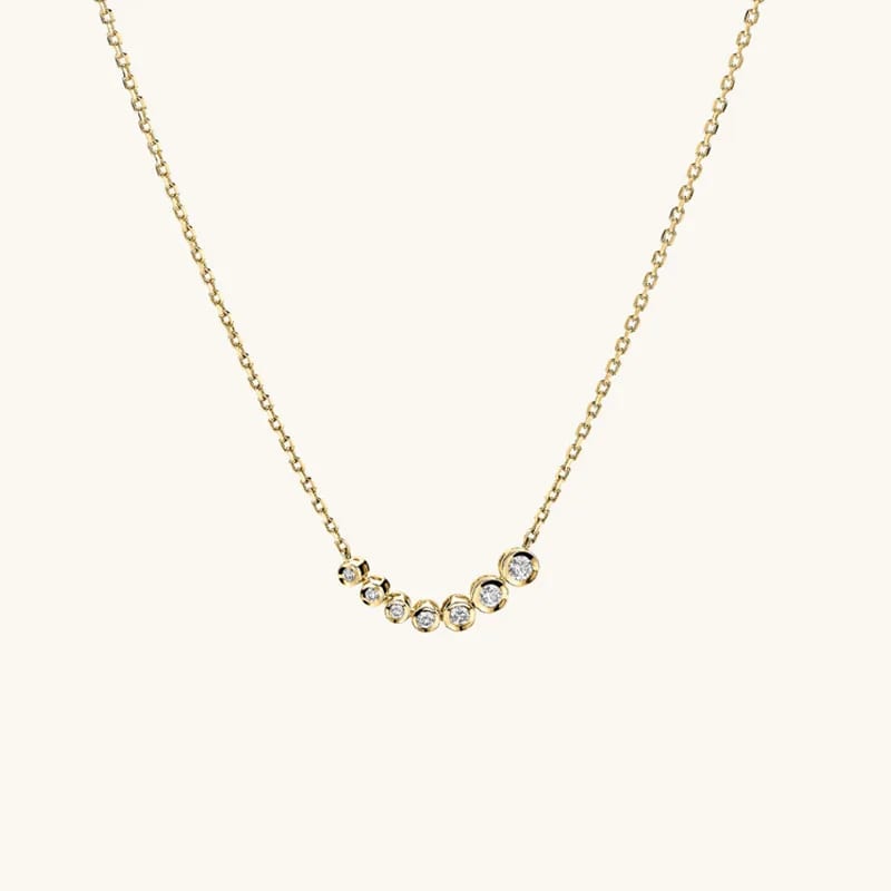 Fashion Dainty 925 Sterling Silver Graduated Round 5a Cubic Zircon 18k Gold Plated Necklace For Women Pendant Necklaces
