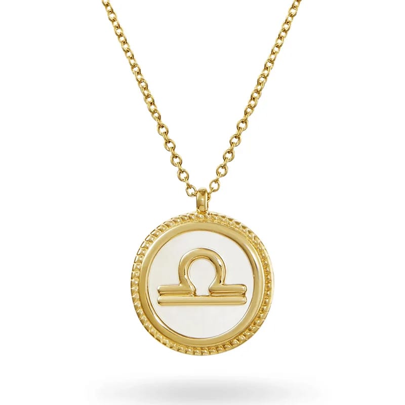 New Arrival 925 Sterling Silver Mother Of Pearl 12 Constellations Pendant Necklaces 14k Gold Plated Zodiac Sign Necklace Pendant Necklaces