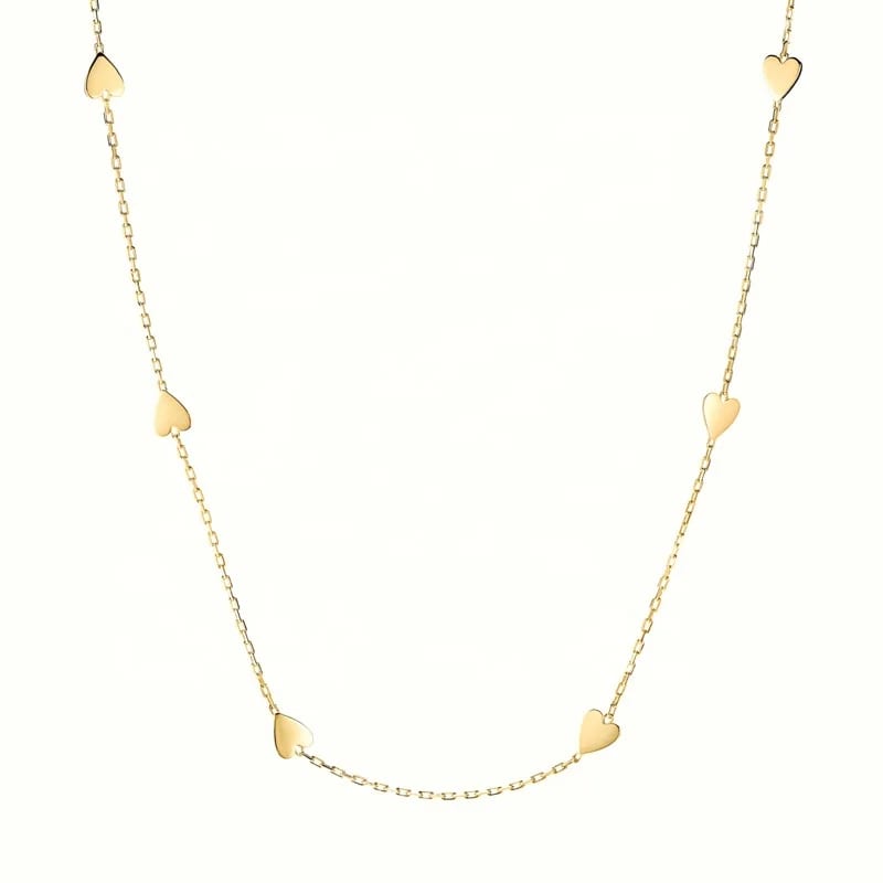 Daily Wear Dainty Women Necklace Jewelry 925 Sterling Silver 18k Gold Plated Heart Station Pendant Necklaces Pendant Necklaces