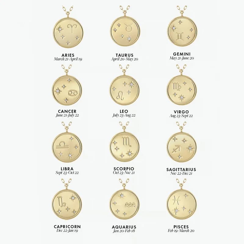 Hot Selling 12 Horoscope Jewelry 18k Gold Plated 925 Sterling Silver Diamond Zodiac Sign Pendant Necklace Pendant Necklaces