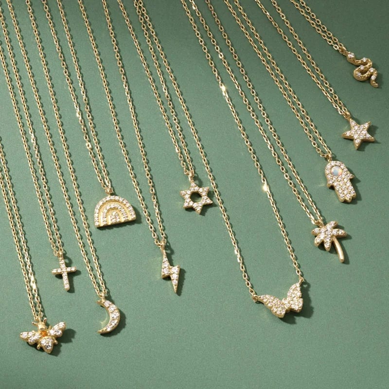Custom Womens Fashion Necklace 925 Sterling Silver 18k Gold Plated Heart Charms Pendant Necklace Pendant Necklaces