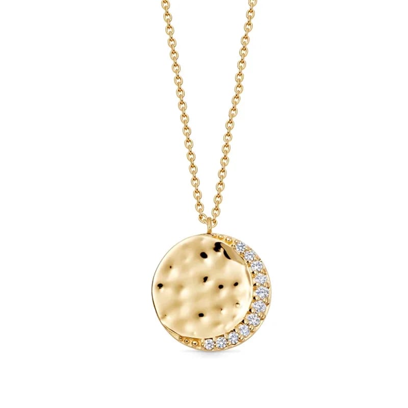 New Arrival Dainty Women 925 Silver Gold Plated Cubic Zirconia Luna Crescent Pendant Necklace Pendant Necklaces