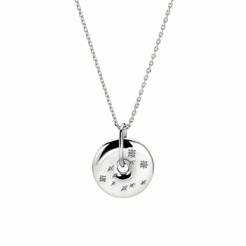 New Dainty 925 Sterling Silver Zircon 12 Horoscope Zodiac Sign Rotating Pendant Necklace Pendant Necklaces