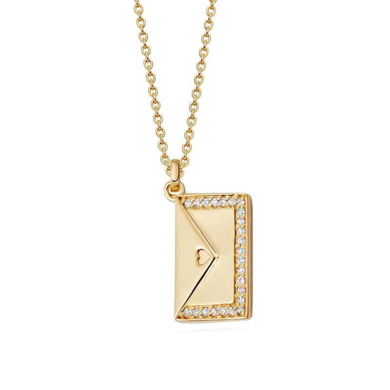 New Arrival 18k Gold Biography Love Letter Pendant Necklace Customised Engravable Name Or Date Gift Jewelry Pendant Necklaces