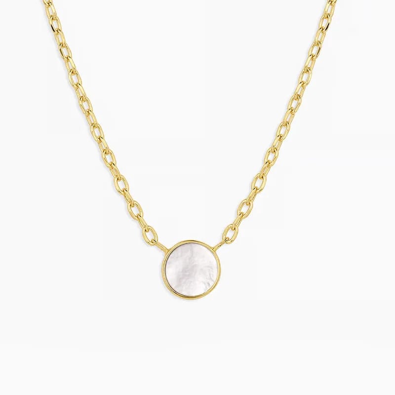 New Arrivals Minimalist 925 Silver 18k Gold Plated White Mother Of Pearl Pendant Necklace Women Jewelry Pearl Necklaces