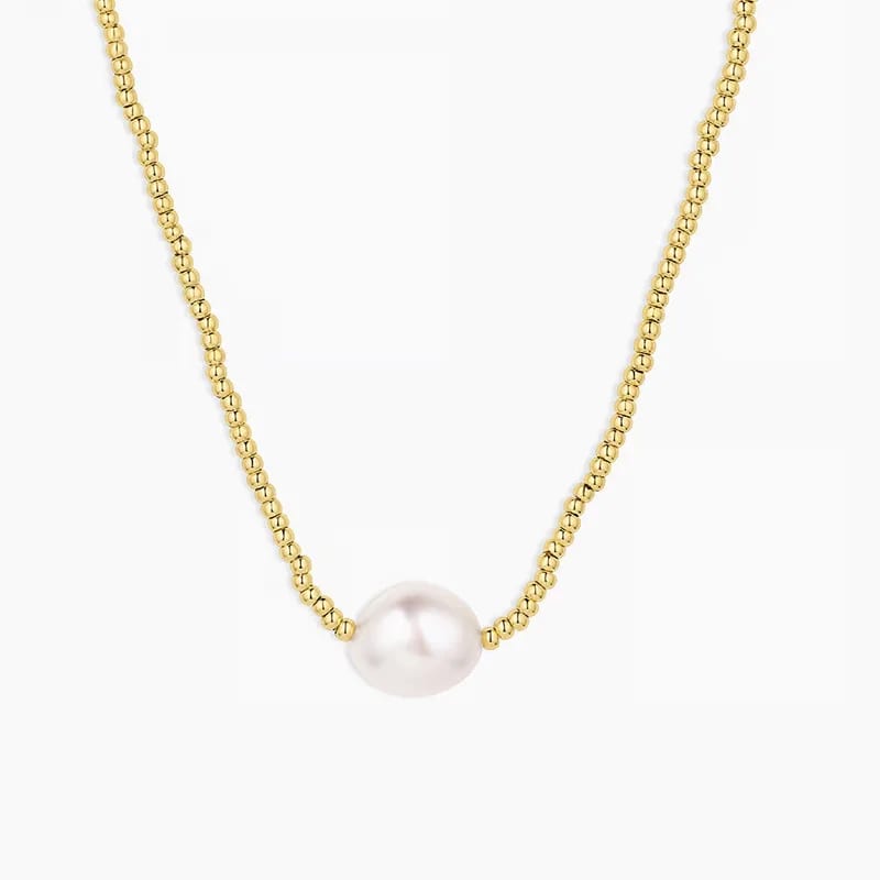 Fashion White Baroque Pearl Pendant Necklace Dainty 18k Gold Plated Seed Beads Freshwater Pearl Necklace Pearl Necklaces