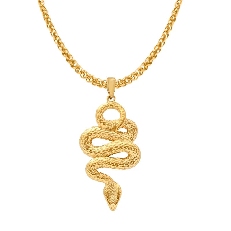 High Quality Wholesale Men’s Hip-hop Stainless Steel Jewelry 18k Gold Plated Serpent Snake Pendant Necklace Pendant Necklaces