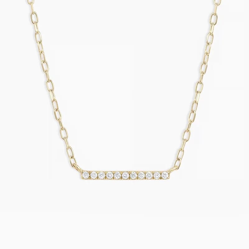 Dainty Gold Plated 925 Sterling Silver Fashion Jewelry Sparkling Diamond Bar Pendent Necklaces Pendant Necklaces