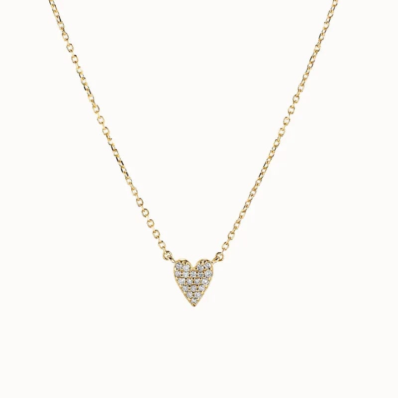 Dainty 18k Gold Heart 925 Sterling Silver Jewelry Mini Heart Pave Diamond Necklace For Women Pendant Necklaces