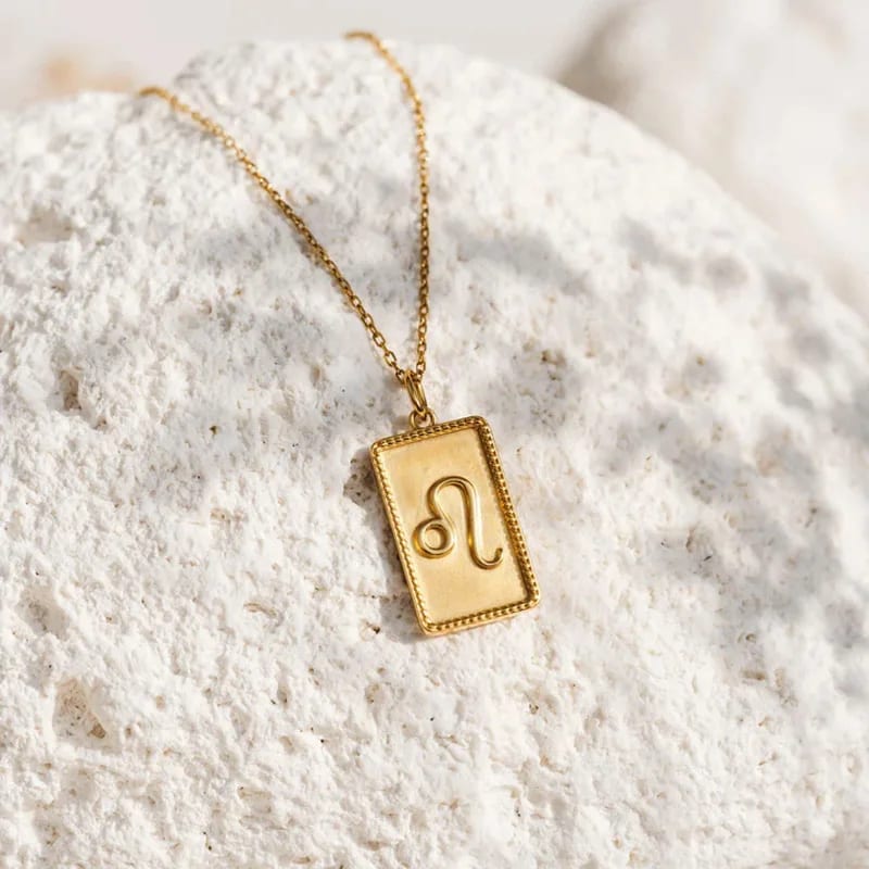 Hot Selling 925 Sterling Silver Horoscope Necklace 18k Gold Plated Rectangular Medallion Zodiac Sign Pendant Necklace For Women Pendant Necklaces