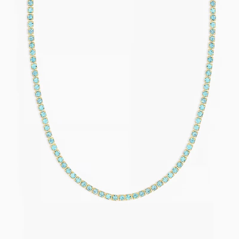 Wholesale 18k Gold Plated Brass Bling Cz Tennis Chain Necklace Diamond Cubic Zirconia Choker Necklace Fashion Women Jewelry Chokers and Collars