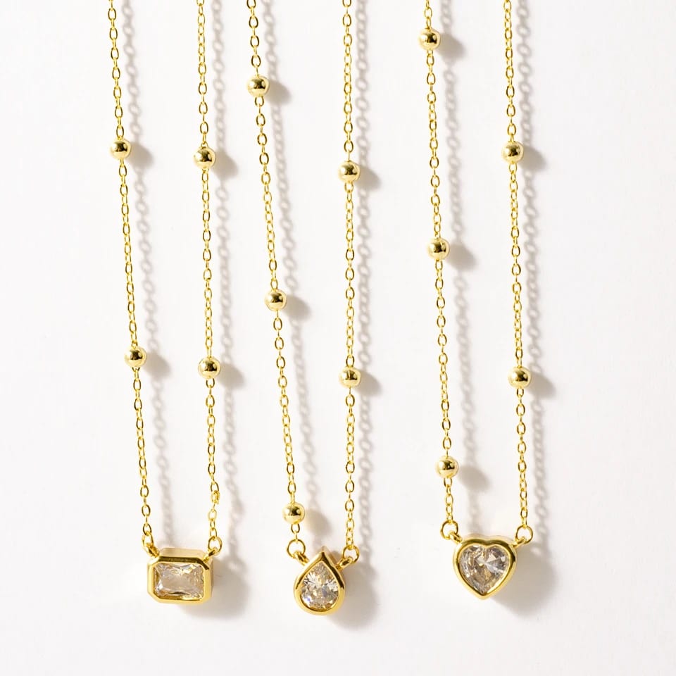 Fashion Dainty 18k Gold Plated Mini Diamond Heart Pendant Necklace For Women Pendant Necklaces