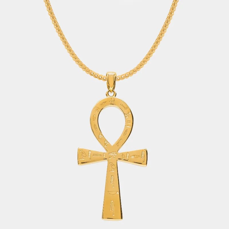 High Quality Wholesale Custom Gold Plated 316l Stainless Steel Ankh Pendant Religious Hip Hop Jewelry Necklace Pendant Necklaces