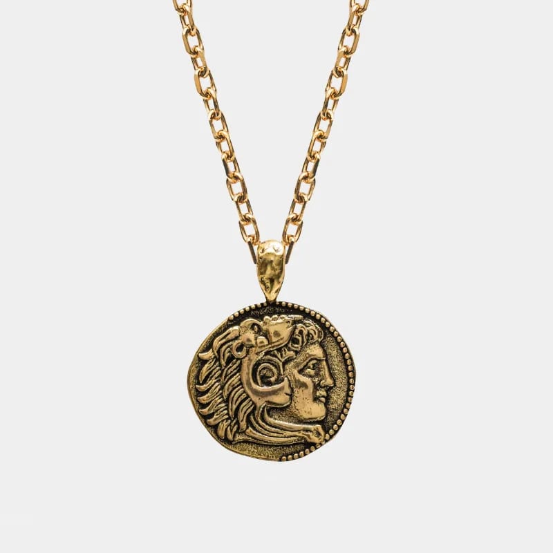316l Stainless Steel Vintage Jewelry Gold Alexander The Great Pendant Necklace For Men Pendant Necklaces