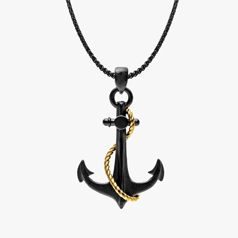 Classic Personalized Men Jewelry High Quality 316l Stainless Steel Non Tarnish Anchor Pendant Necklace Wholesale Pendant Necklaces