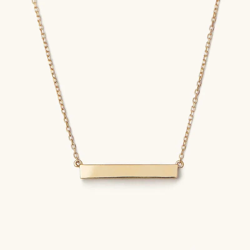 High Quality Custom 925 Sterling Silver Bar Necklace Engravable Logo Name Gold Plated Blank Horizontal Bar Necklace Pendant Necklaces