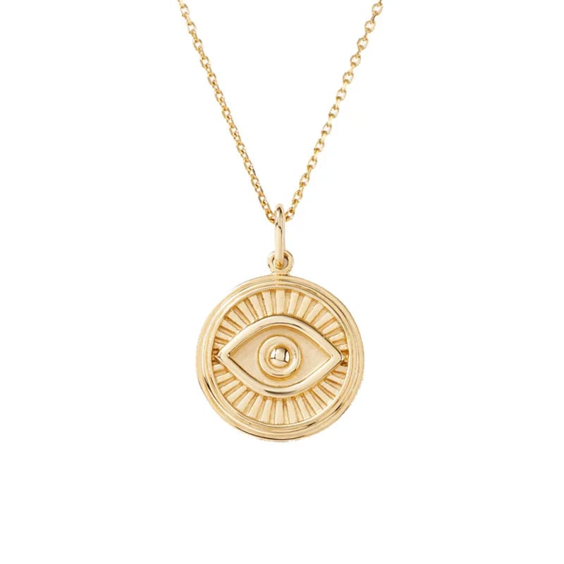 Custom 925 Sterling Silver Fine Jewelry 18k Gold Plated Engraved Eye Coin Charm Pendant Necklace Pendant Necklaces
