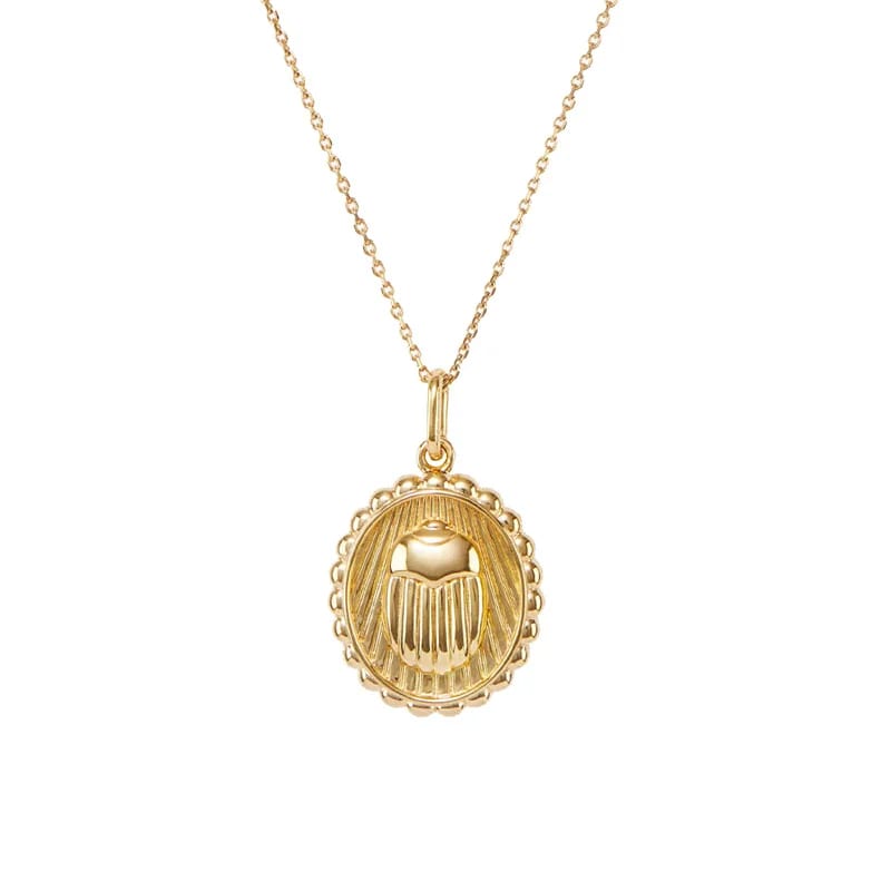 925 Sterling Silver Ancient Egyptian Scarab Coin Pendant 18k Gold Plated Insect Necklace Pendant Necklaces