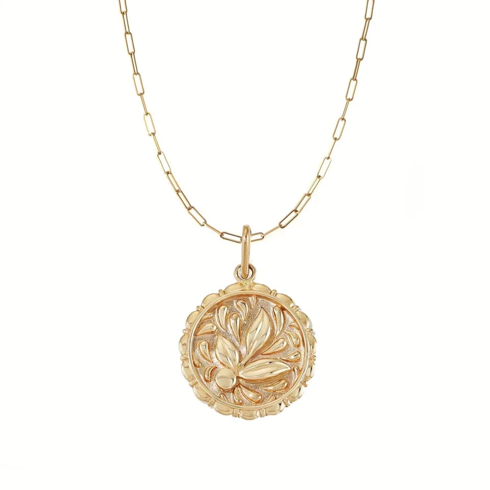 SXS Jewelry 18k Gold Plating 925 Sterling Silver Flower Coin Pendant Medallion Necklace Pendant Necklaces