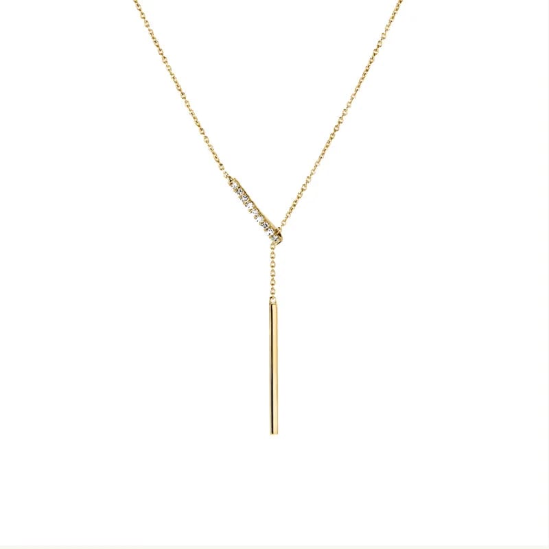 New Arrivals 925 Sterling Silver Bar Necklaces Beam Pave Diamond Lariat Necklace For Women Lariat Necklaces