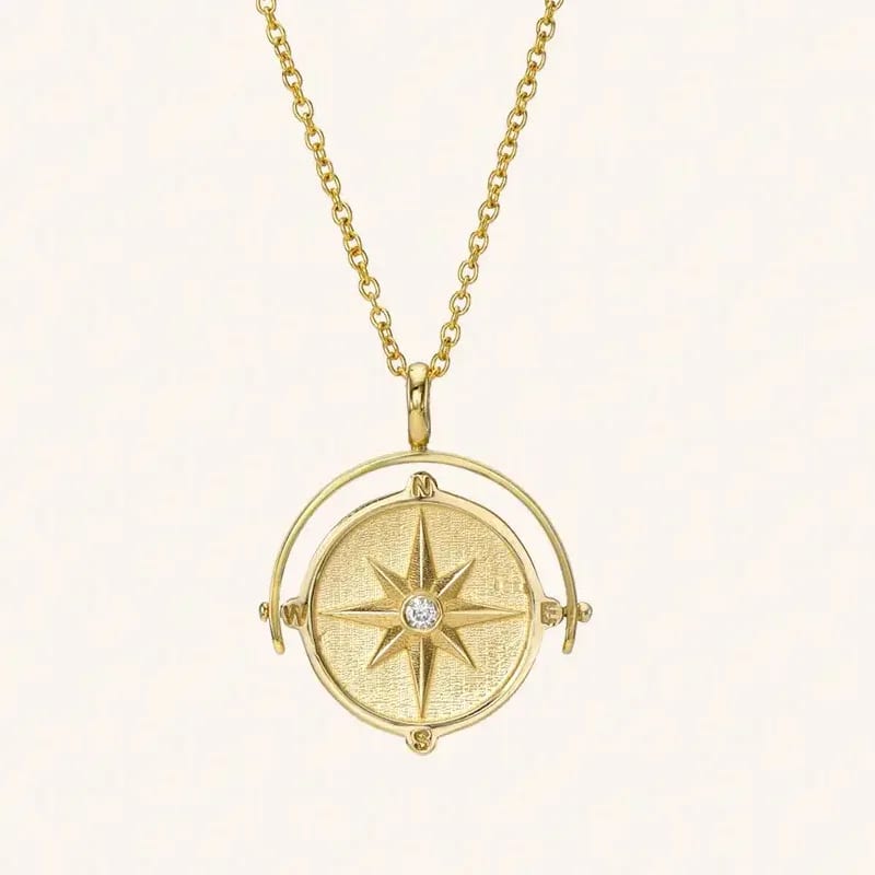 New Arrival Fashion Jewelry 18k Gold Plated Spinner Compass Medallion Pendant Necklace For Women Pendant Necklaces