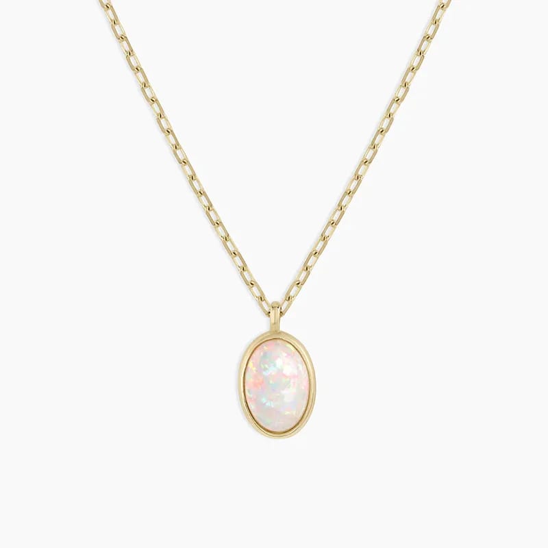 SXS Jewelry Trendy 925 Sterling Silver 18k Gold Plated Opal Oval Charm Pendant Necklace Pendant Necklaces