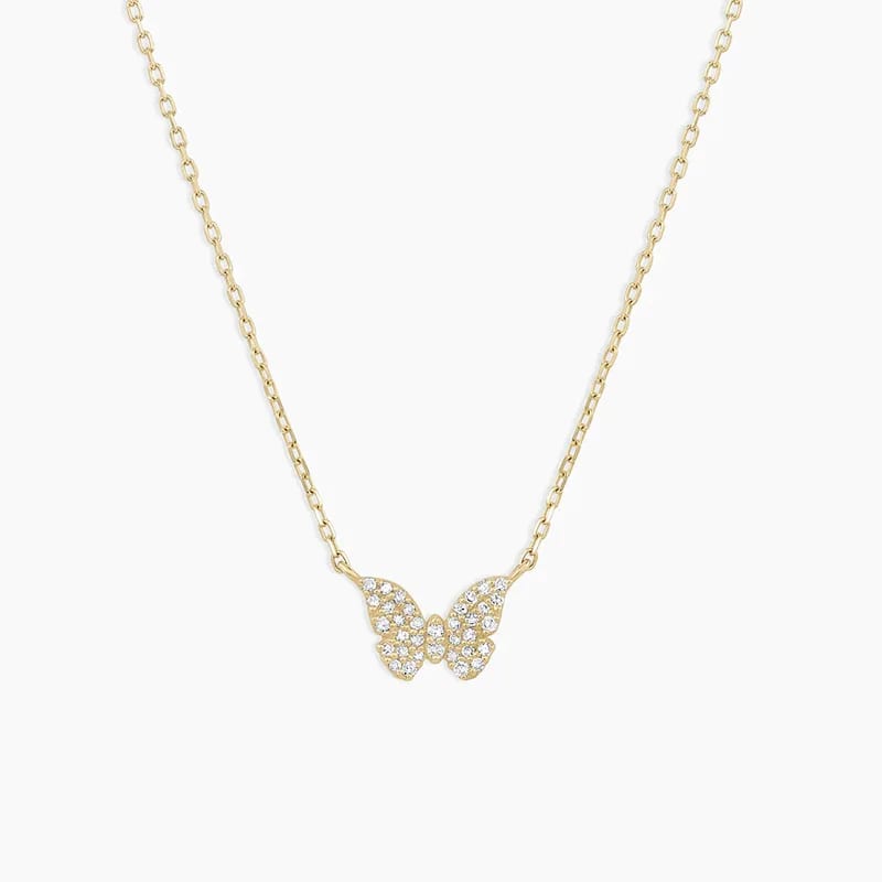 Dainty Fashion 925 Silver Jewelry 18k Gold Plated Pave Cubic Zircon Butterfly Charm Pendant Necklace Pendant Necklaces