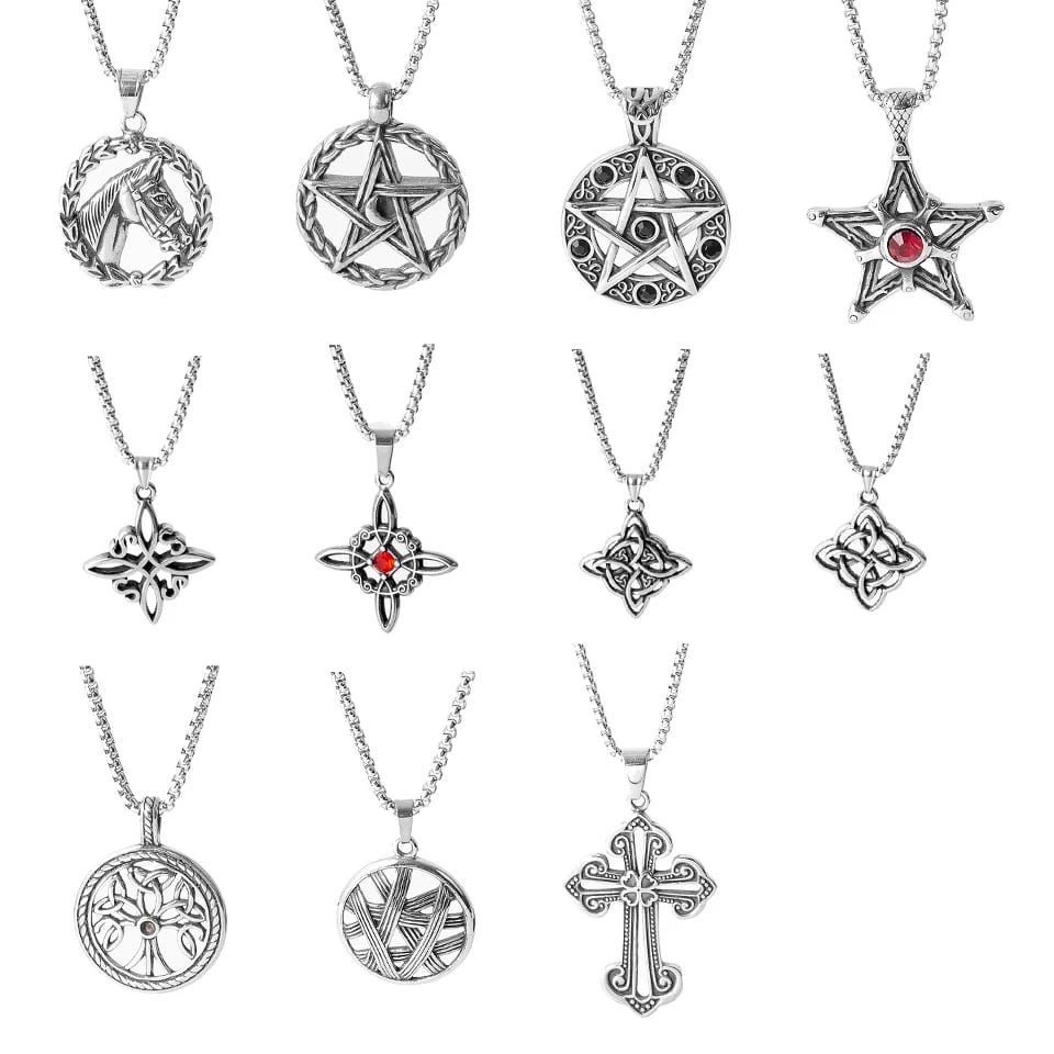 Gothic Vintage Stainless Steel Men Necklaces Jewelry Hollow Cut Out Pendant Necklace Pendant Necklaces