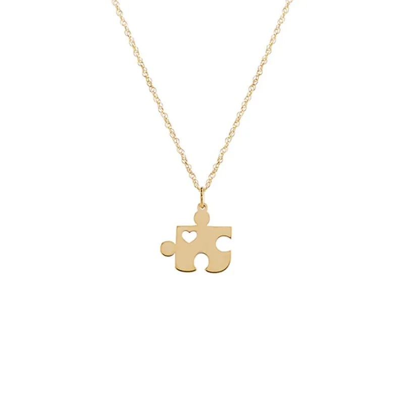 Best Selling Newest 18k Gold Plated 925 Sterling Silver Heart Puzzle Piece Pendant Necklace Pendant Necklaces