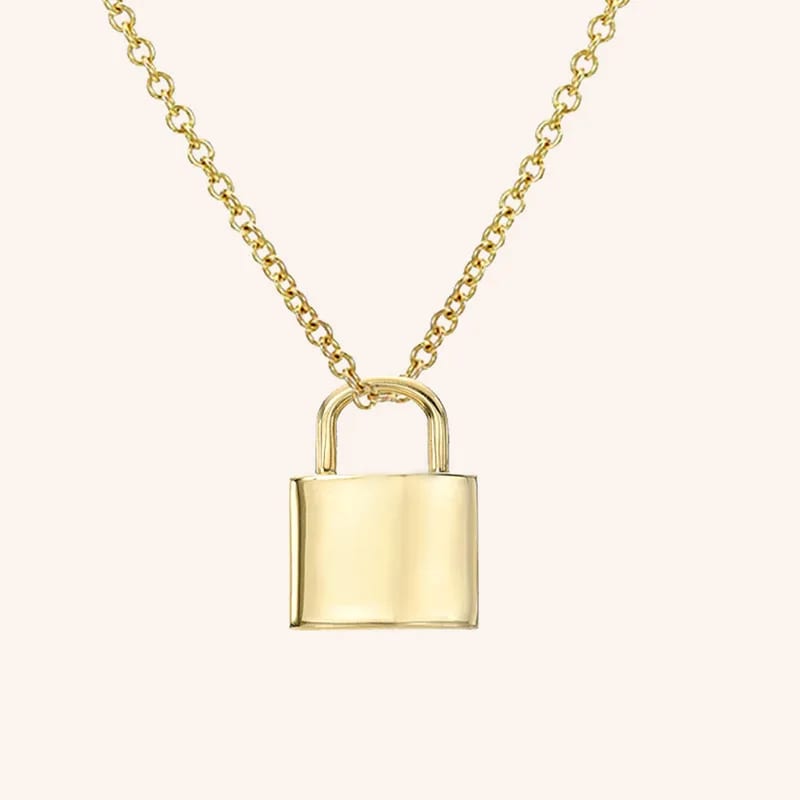 Fashion Delicate 925 Sterling Silver 18k Gold Plated Engraving Padlock Lock Pendant Necklace Pendant Necklaces