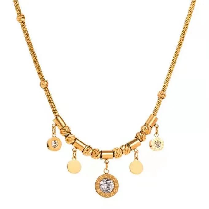 Vintage Elegant Turquoise Stainless Steel Necklace High Quality Ladies Charm Necklace Pendant Necklaces