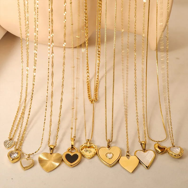 Fashion Versatile White Fritillary Heart Necklace High Quality Stainless Steel Jewelry Pendant Necklaces