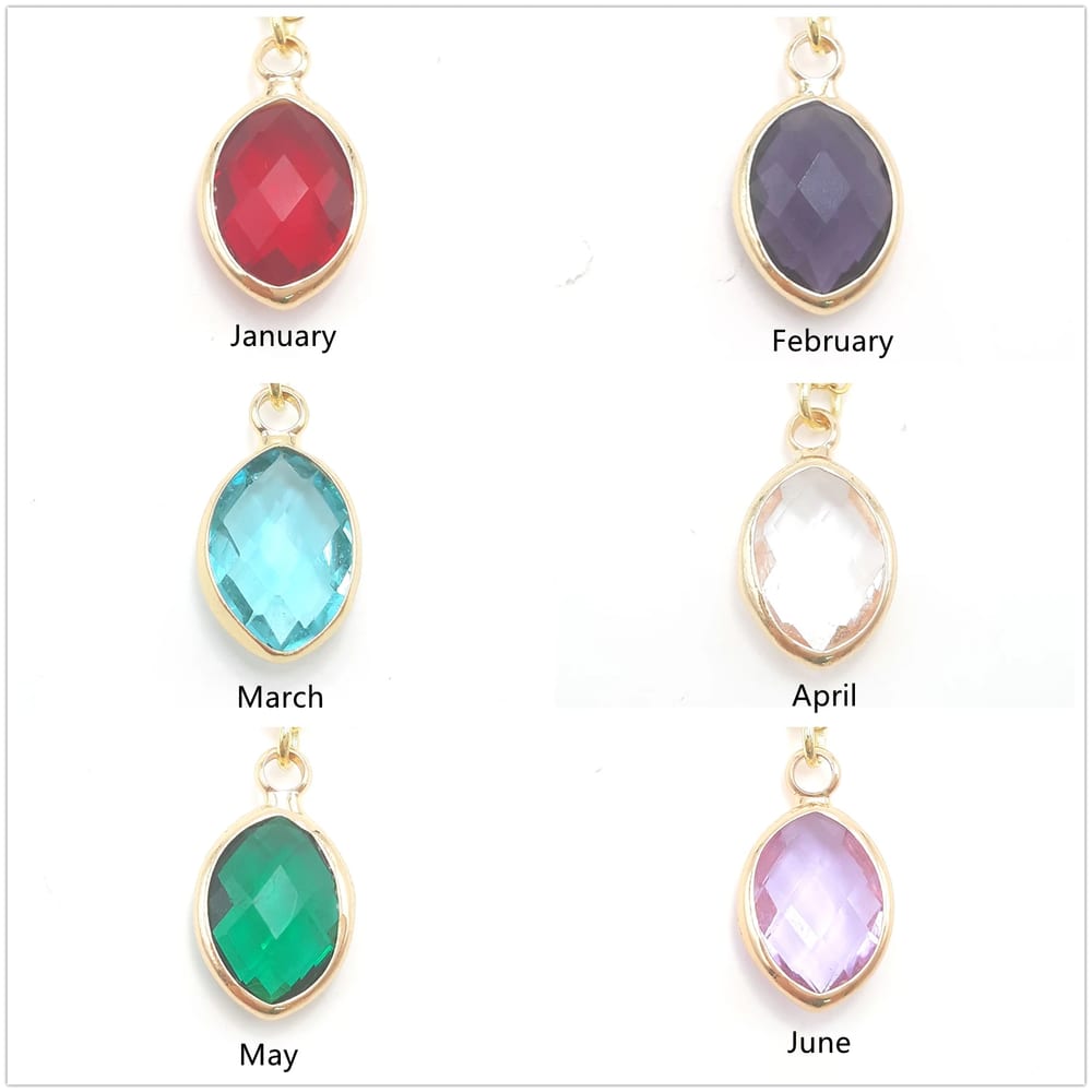SXS Jewelry Crystal Birthstone Necklace With Chain Oval Shape Decoration Pendant Necklaces