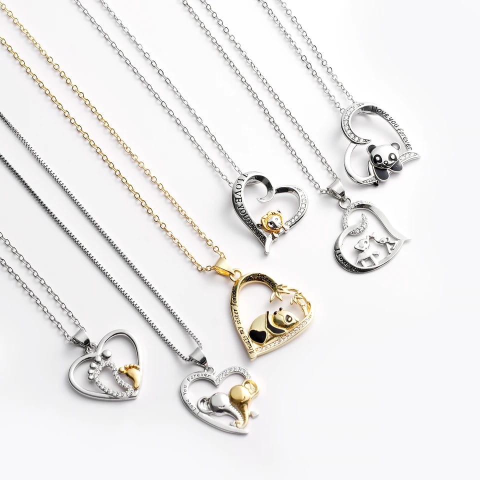 New Fashion 925 Sterling Silver Heart Shaped Zircon Necklace Cute Animal Pendant Necklaces For Women And Girls Pendant Necklaces