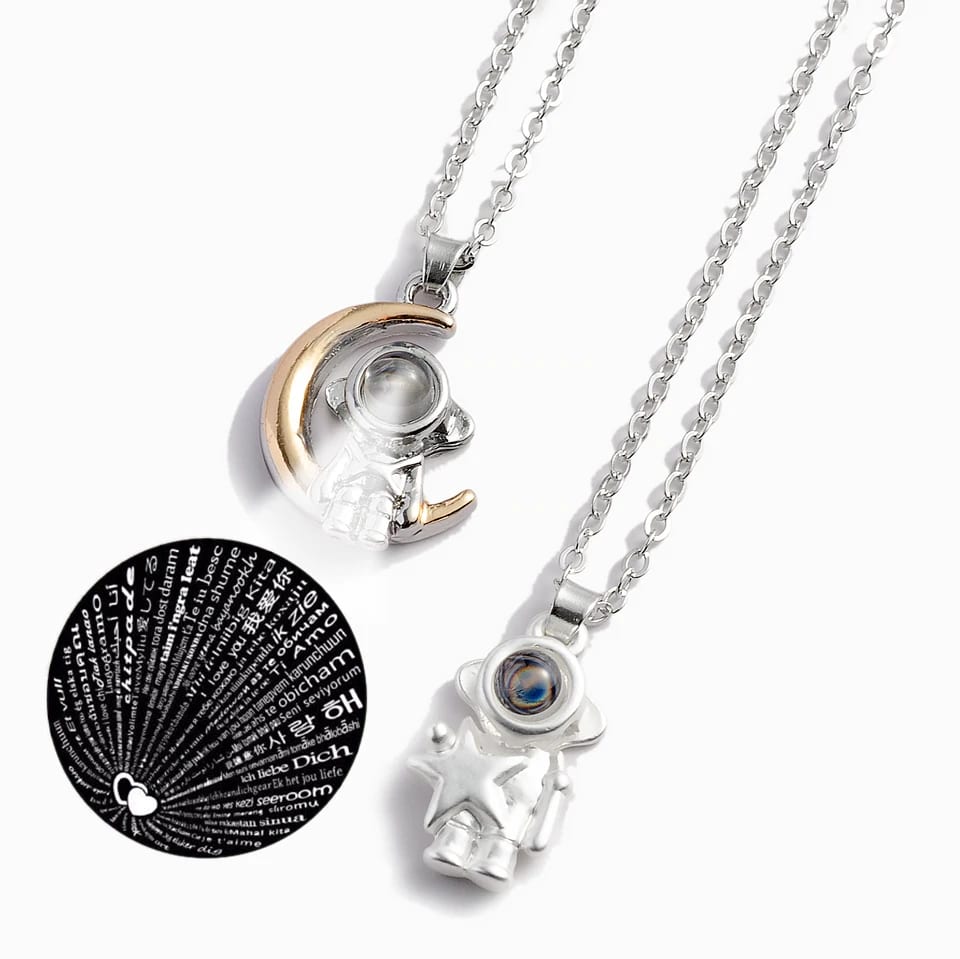 New Design 100 Language I Love You Necklace Couple Necklace Astronaut Necklace For Men Women Pendant Necklaces